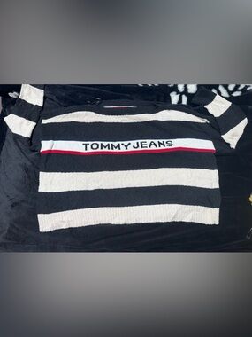 Tommy Hilfiger Black, White & Red Logo Knit Sweater